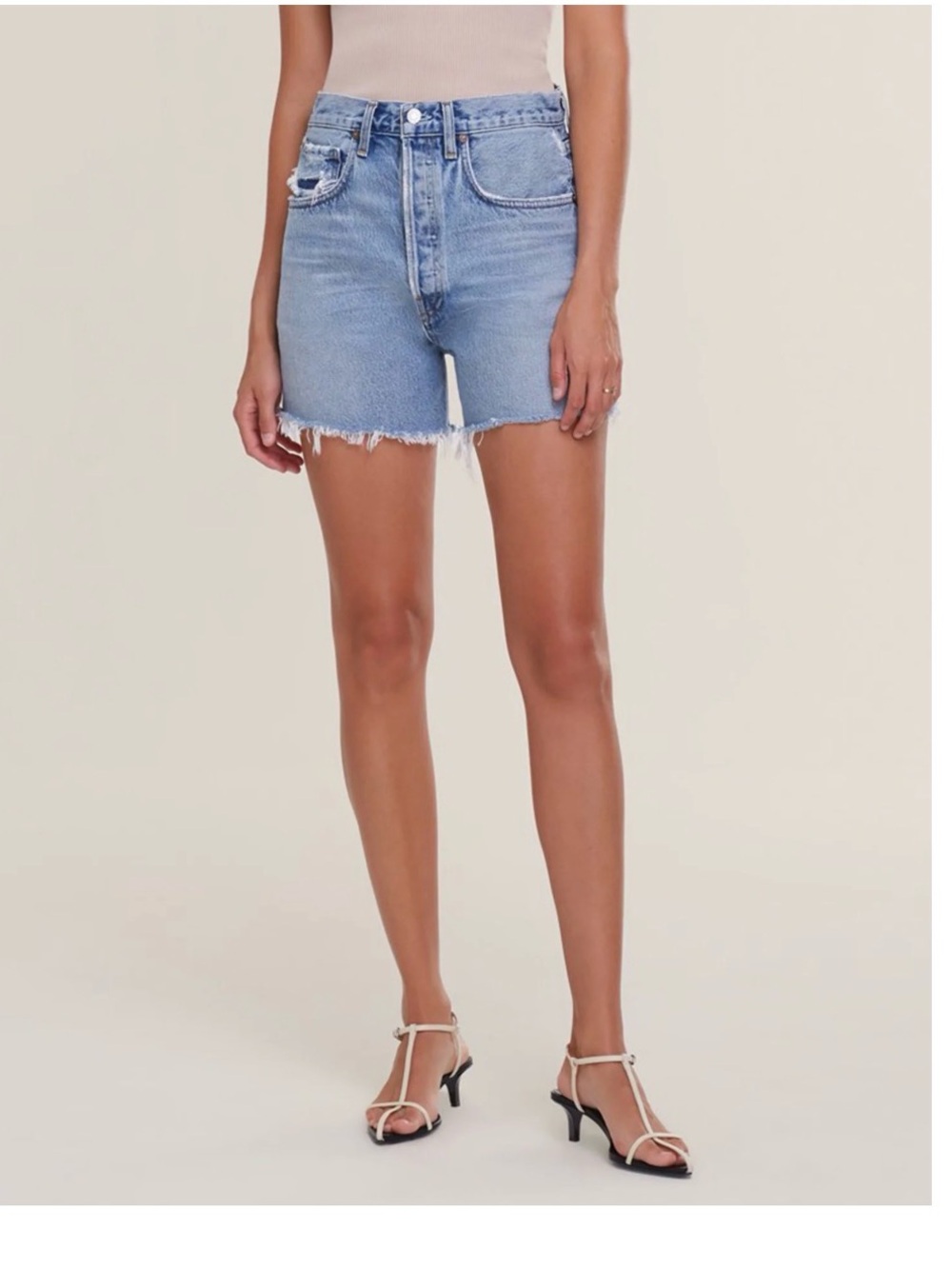 AGOLDE Riley High Rise Cut-Off Shorts Size 27 Snapshot Blue